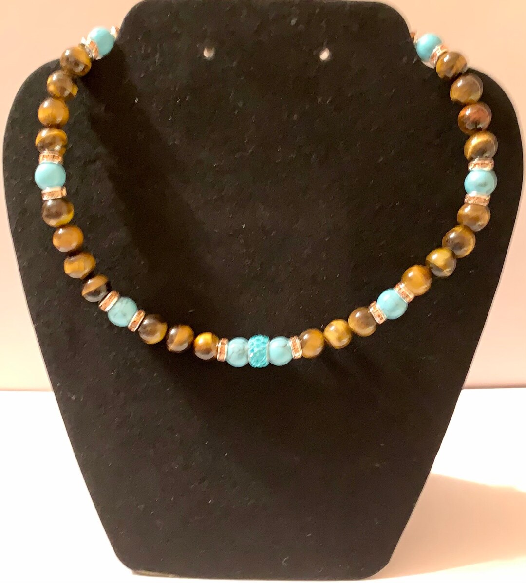 Tiger Eye and Turquoise Choker Necklace Etsy