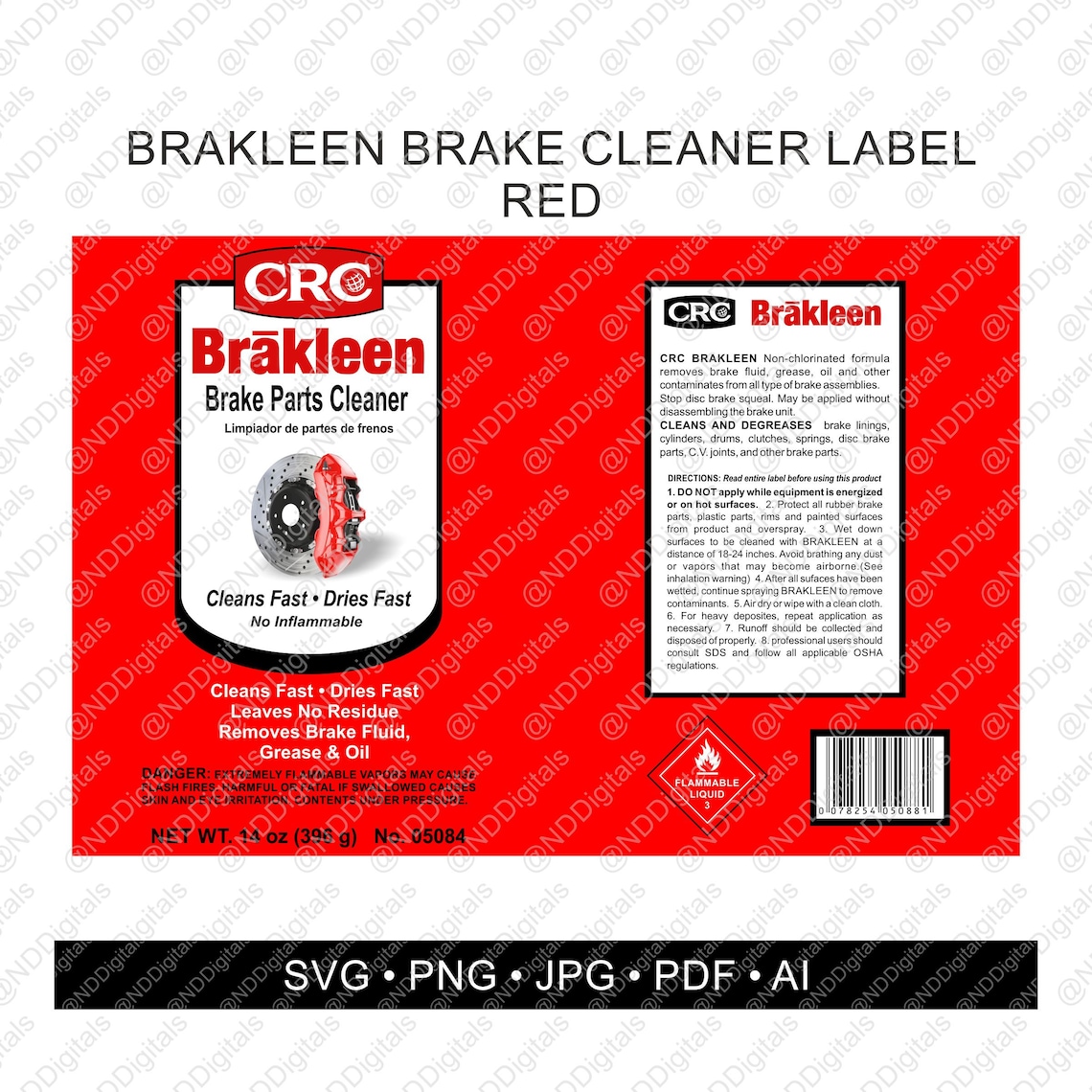 Brakleen Brake Cleaner Label SVG/PNG Digital Warped Waterslide Etsy