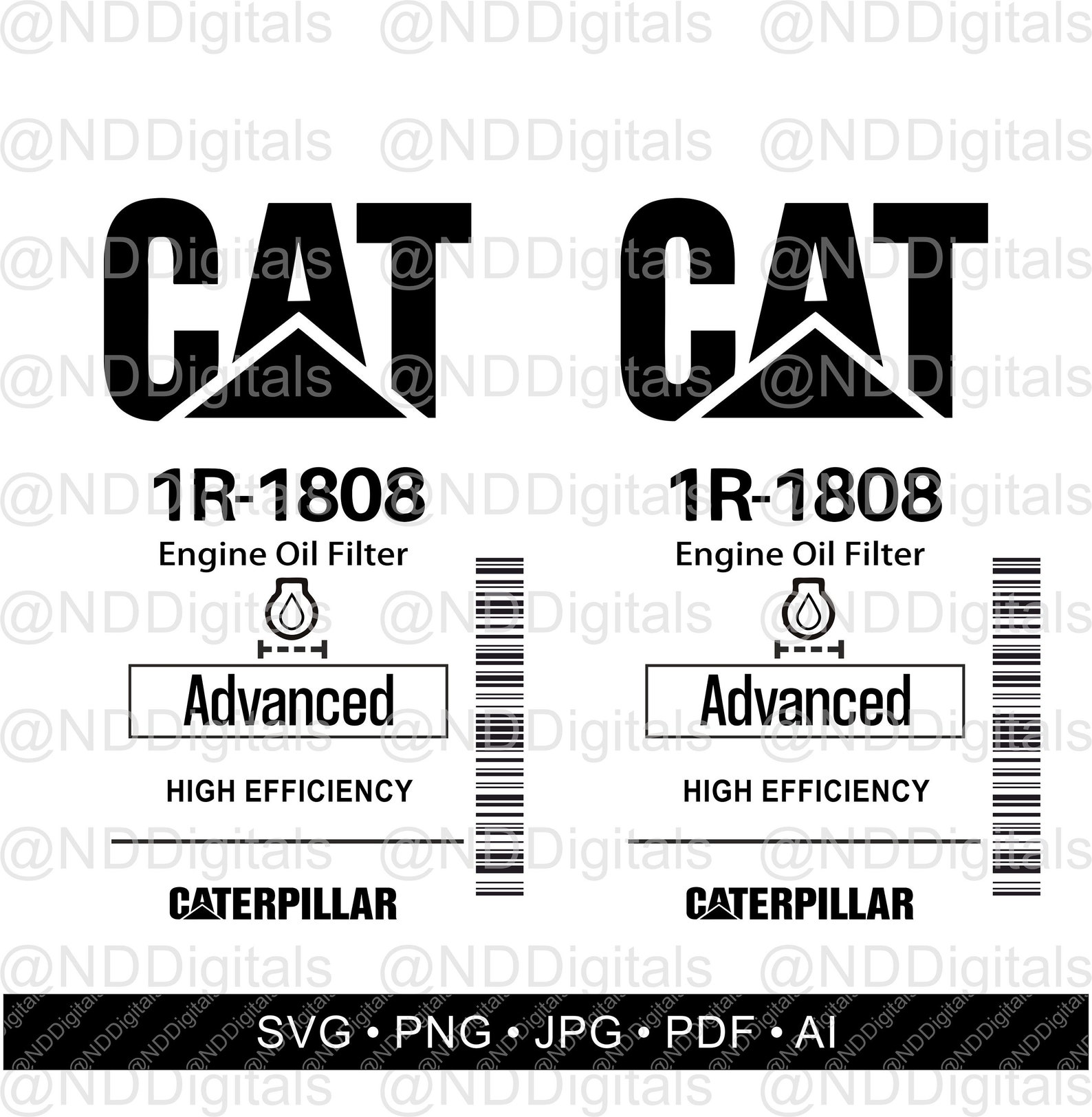 CAT Oil Filter Label 1808 File Caterpillar Motor Engine Etsy