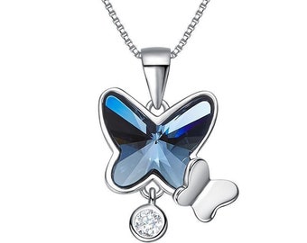 Butterfly Blue Pendant Necklace