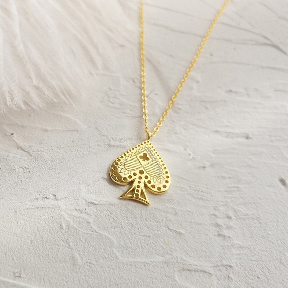Golden Ace of Spades Necklace Etsy
