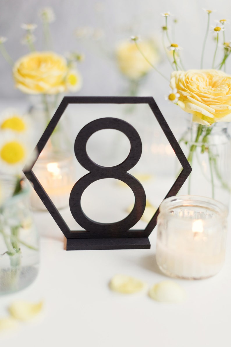 Table Numbers Hexagon Table Numbers Wood Wedding Table Numbers Etsy