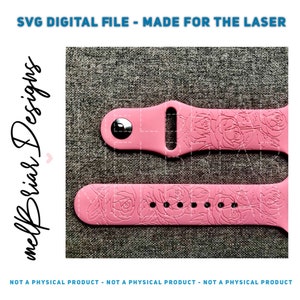 DIGITAL Watchband Laser File - Hand Drawn Roses SVG Design for Engraving Silicone Watchbands