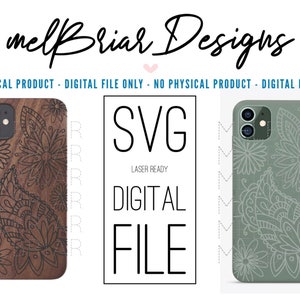 DIGITAL Phone Case Laser File -  Hand-drawn Floral Paisley SVG Design for Engraving Silicone Phone Case