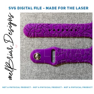 DIGITAL Watchband Laser File - Hand Drawn Dahlias SVG Design for Engraving Silicone Watchbands