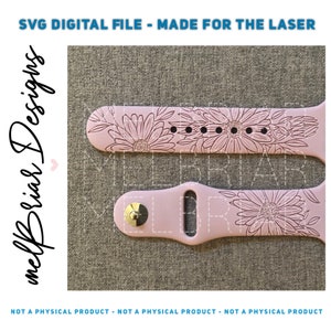 DIGITAL Watchband Laser File - Hand Drawn Daisies SVG Design for Engraving Silicone Watchbands