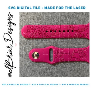 DIGITAL Watchband Laser File - Hand Drawn Lilies SVG Design for Engraving Silicone Watchbands