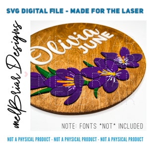 DIGITAL Name Round File - Crocus Flowers - Shaped Floral - Flower Puzzle Shapes - Floral for Quotes - Nursery Round Design