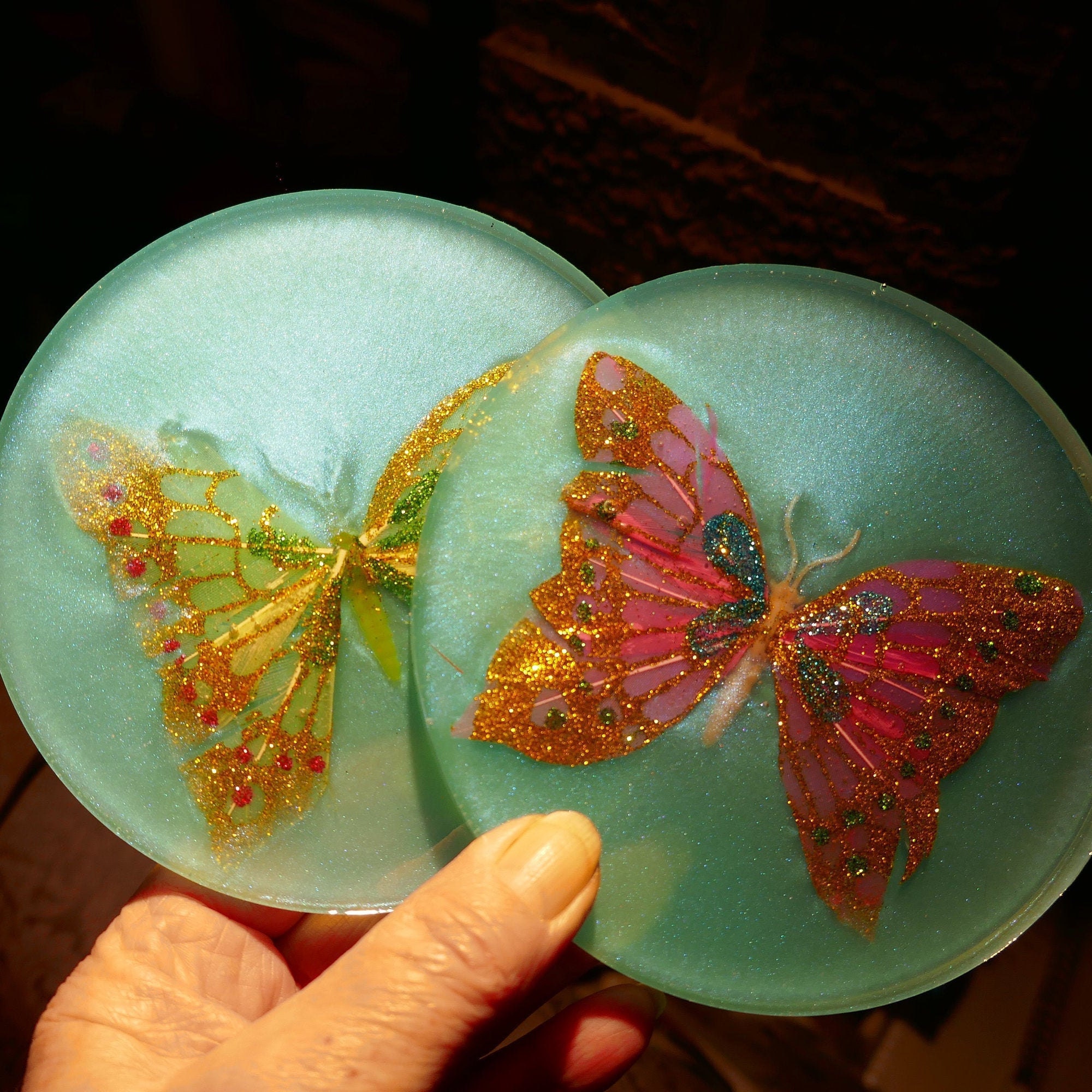 Butterfly Resin Coaster wildlife resin plates beautiful Etsy