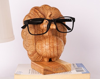 Wooden Peacock Eye Glasses Holder, Personalized Glasses Stand, Sunglasses Organiser, Wood Sculpture, Housewarming Decor, Gift for Myself