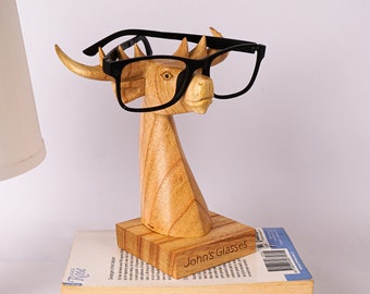 Deer Eyeglasses Holder, Wooden Glasses Stand, Sculpture, Vintage, Animal Wood Carving, Sunglasses Organiser, Reading Room, Mother's Day Gift