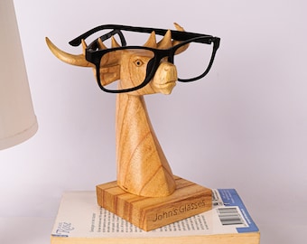 Deer Eyeglasses Holder, Wooden Glasses Stand, Unique Sculpture, Animal Wood Carving, Sunglasses Organizer, Reading Room, Gift for Sister
