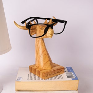 Deer Eyeglasses Holder, Wooden Glasses Stand, Unique Sculpture, Animal Wood Carving, Sunglasses Organizer, Reading Room, Christmas Gift