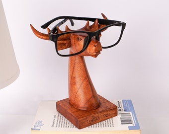 Deer Eyeglasses Holder, Wooden Glasses Stand, Sculpture, Animal Wood Carving, Sunglasses Organiser, Gift for Dad, Thank You Gift, Birthday