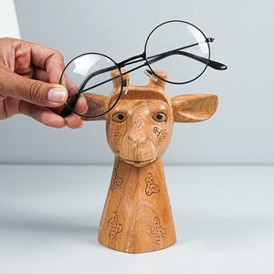 Giraffe Eyeglasses Stand, Glasses Holder on Table, Wooden Animal Statue ...