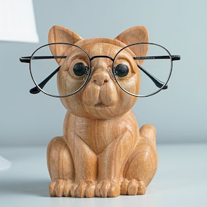 Cat Eyeglasses Stand, Glasses Holder, Wooden Animal Sculpture, Sunglasses Organizer, Library Decor, Gift for Girlfriend, Christmas Gift