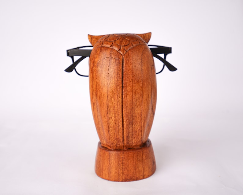 Owl Eyeglasses Stand, Glasses Holder, Wooden Bird Sculpture, Handmade, Sunglasses Organiser, Office Decor, Gift for Mother, Birthday Gift image 7