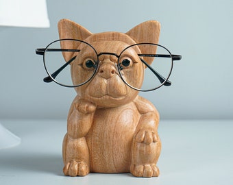 French Bulldog Eyeglasses Stand, Dog Glasses Holder, Wooden Animal Sculpture, Sunglasses Organiser, Unique Gift for Dad, Thank You Gift