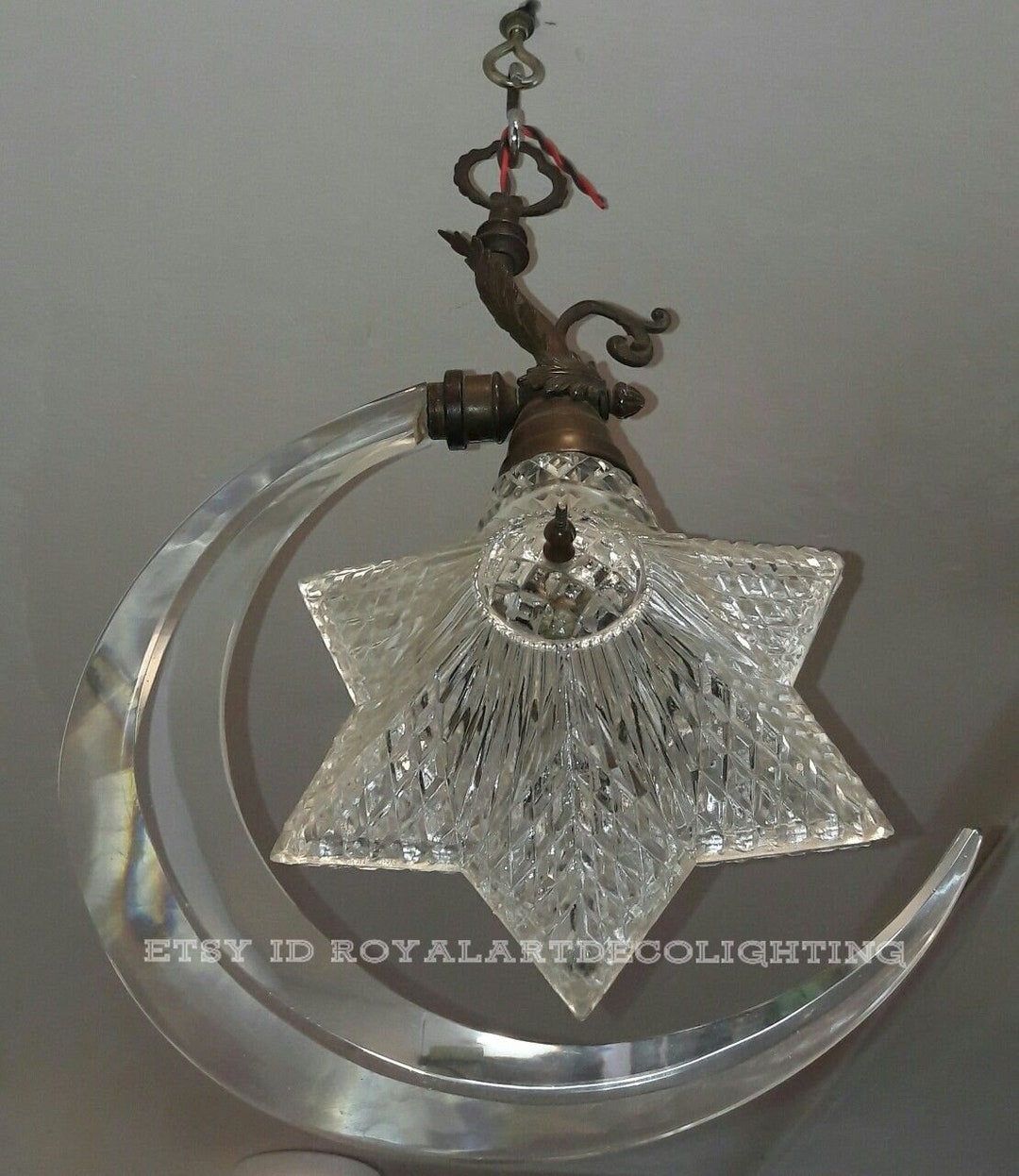 Antique Vintage Brass Star Crescent Moon Hanging Ceiling Fixture Light antique-vintage-brass-star-crescent-moon-hanging-ceiling-fixture-light