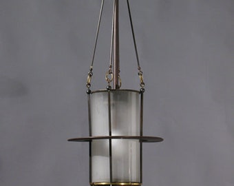 Antike Vintage-Art-Deco-Altleuchter-Deckenlampe aus Messing zum Aufhängen, Kronleuchter aus Milchglas und Lampenschirm aus Milchglas
