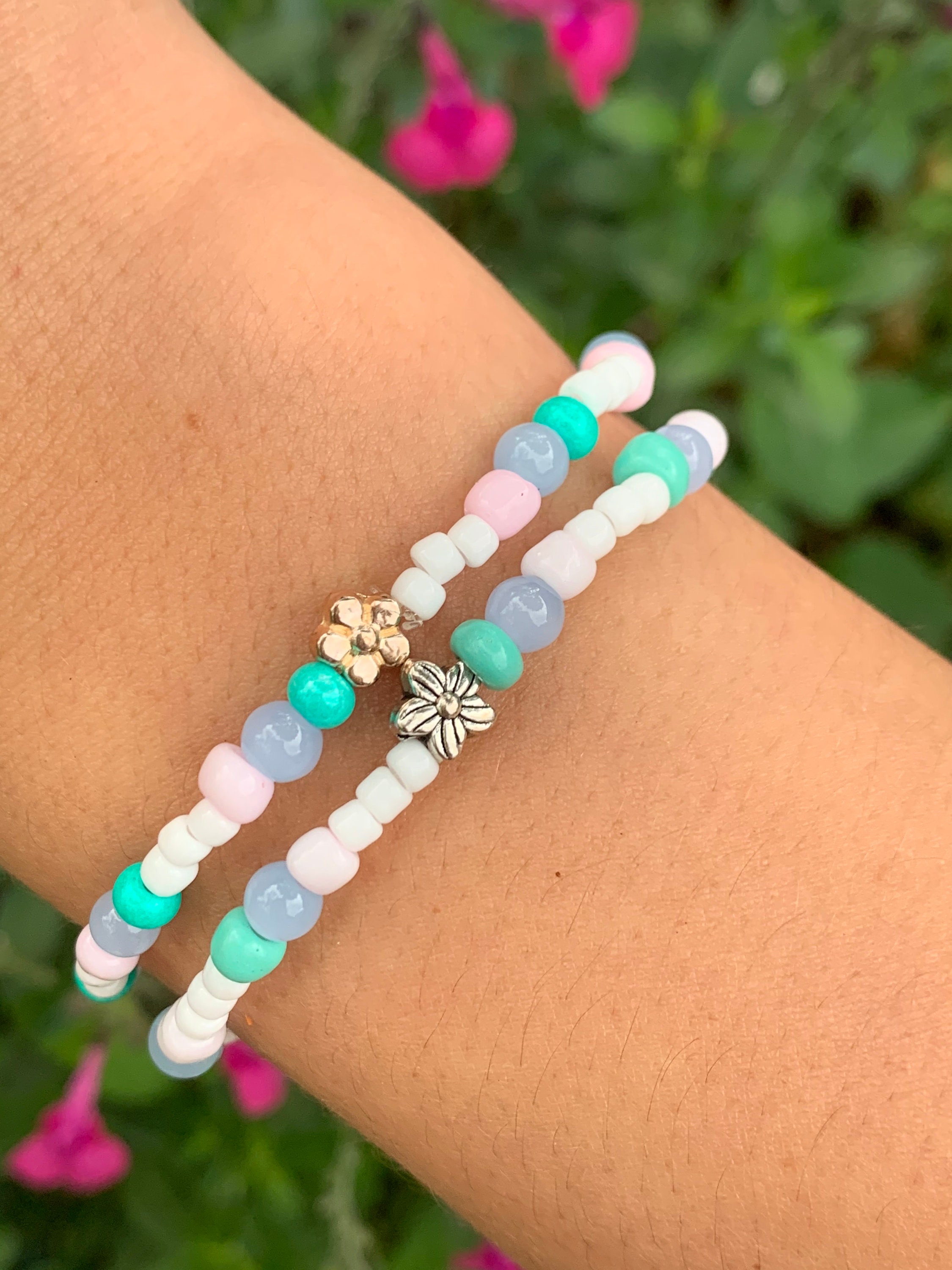 Pastel Bracelet with Flower Etsy