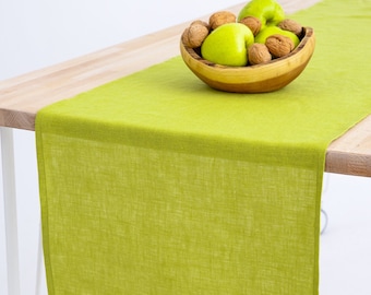 Lime green table linen runner, wedding table runner, holiday table runner, coffee table runner, small table runner, dinner centerpiece