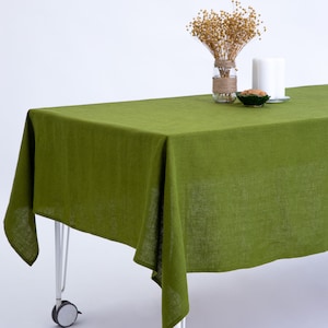 Moss green linen tablecloth, olive green linen table cloth, small tablecloth, square tablecloth, Easter tablecloth, long tablecloth