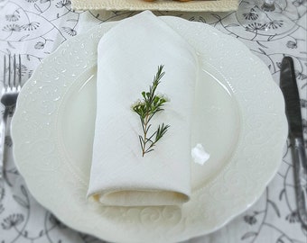 White or ivory linen napkins Wedding dinner cocktail cloth off white napkins