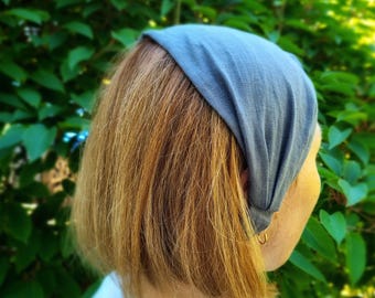 Bandeau large en lin, bandana d'été, bandeau de fitness, couvre-cheveux, bandeau de yoga