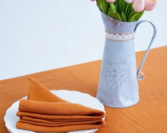 Burnt orange linen napkins, orange cloth napkins, terracotta linen napkins, reusable napkins, wedding napkins, washed linen napkins