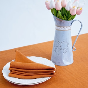 Burnt orange linen napkins, orange cloth napkins, terracotta linen napkins, reusable napkins, wedding napkins, washed linen napkins