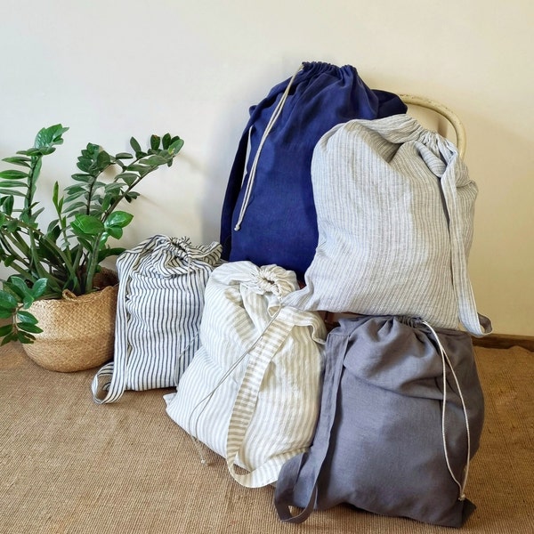 Laundry bag with strap, travel laundry bag,linen laundry bag, laundry bag for college, large duffle bag, laundry storage,