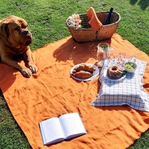 Large Picnic Blanket Linen Picnic Mat Gray Beach Blanket Linen Camp Rug Outdoor Lunch Cloth Etsy Canada