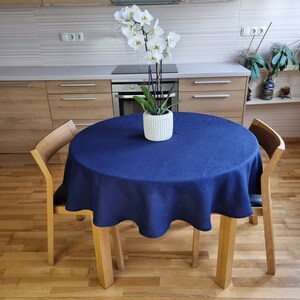 Sage green linen table cloth, Navy