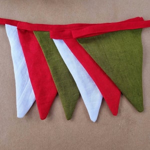 Christmas garland, Christmas bunting, hanging decoration, Christmas wall decor, flag banner, linen bunting