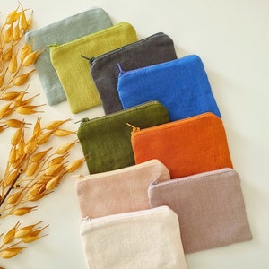 Bolsa de tela con cremallera, bolsa de lino para monedas, bolsa de viaje para maquillaje, monedero de tela para tarjetas, minimonedero, monedero de tela para tarjetas
