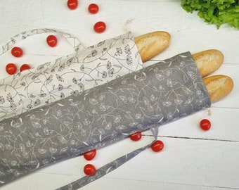 French stick bag, linen baguette bag, linen bread bag, reusable bread bag, linen storage bag, bread keeper, bread shoulder bag