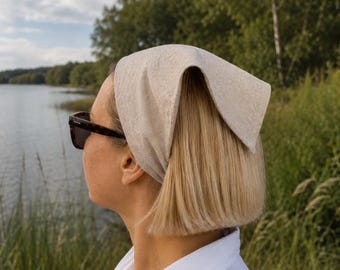Linen headscarf, triangle head bandana, wide linen headband, summer hair bandana, hair covering