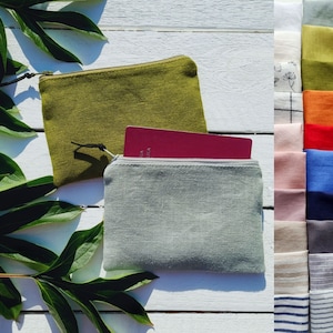 Bolsa de lino para pasaporte, billetera de tela para pasaporte, porta pasaporte, organizador de monedero con cremallera, estuche para documentos de viaje