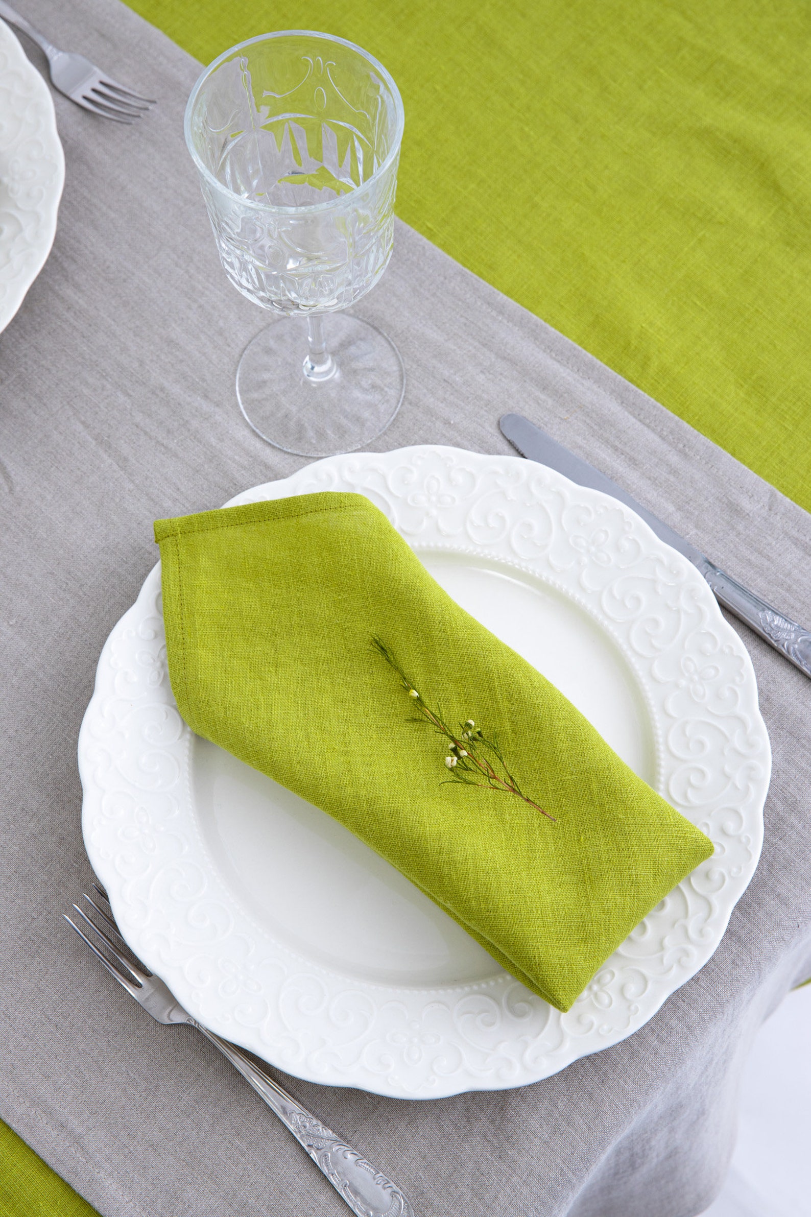 Moss Green Linen Napkins Green Cloth Napkins Reusable Etsy