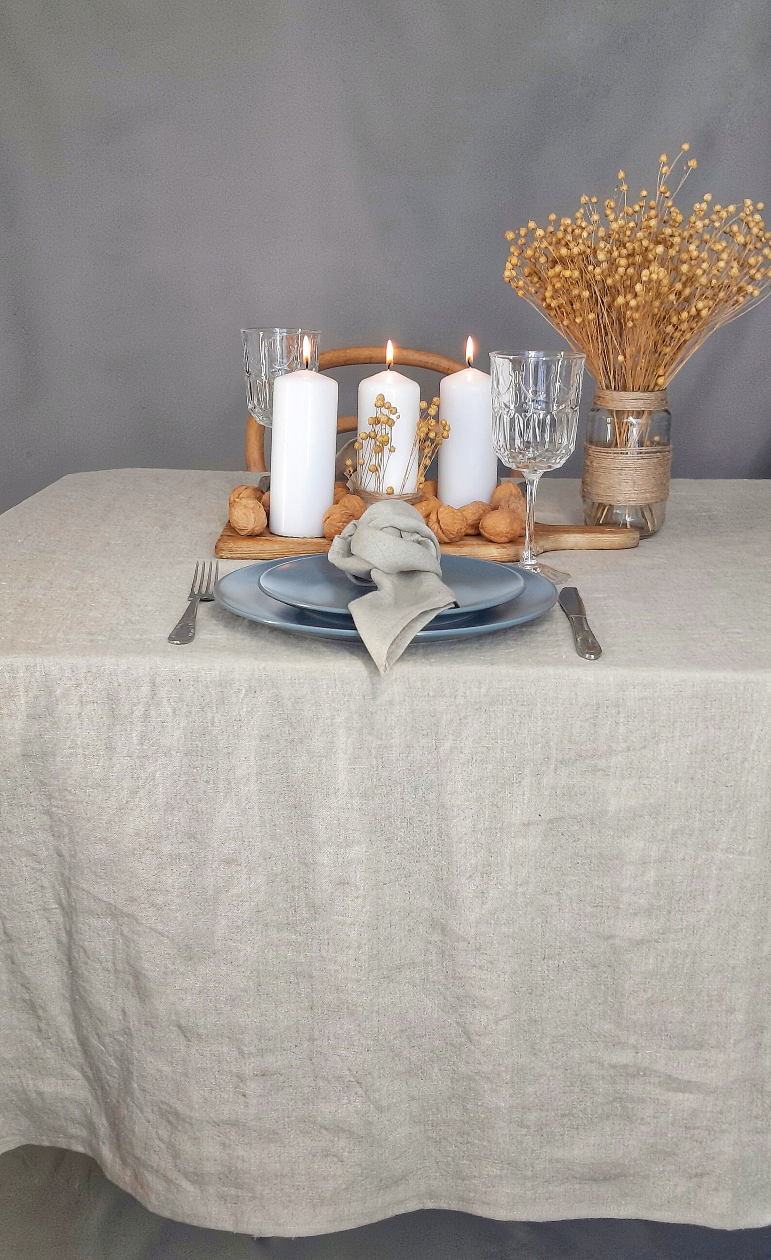 Natural Linen Tablecloth Beige Linen Tablecloth Country Etsy