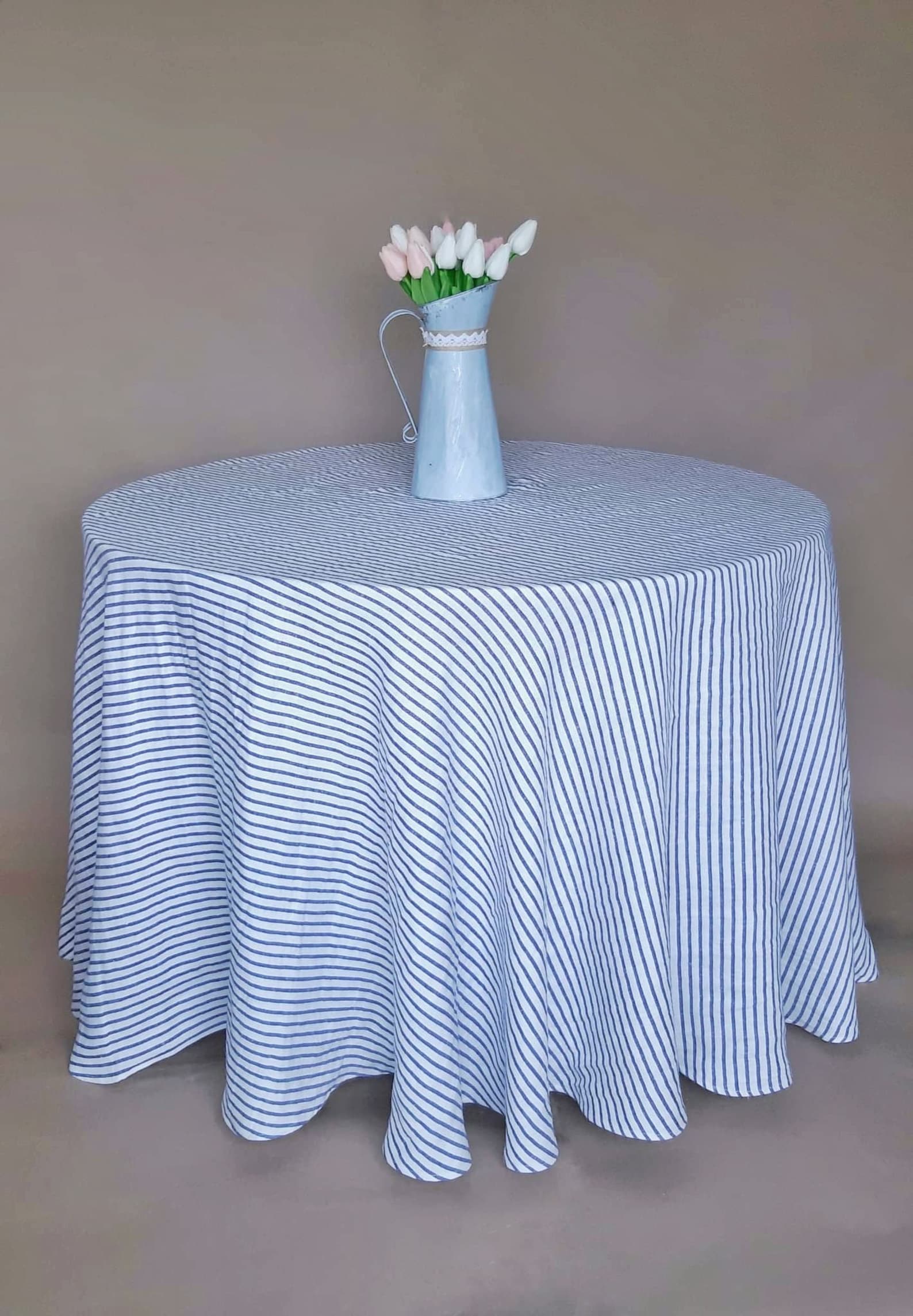 White Round Linen Tablecloth 120 Inch Table Cloth Natural Etsy