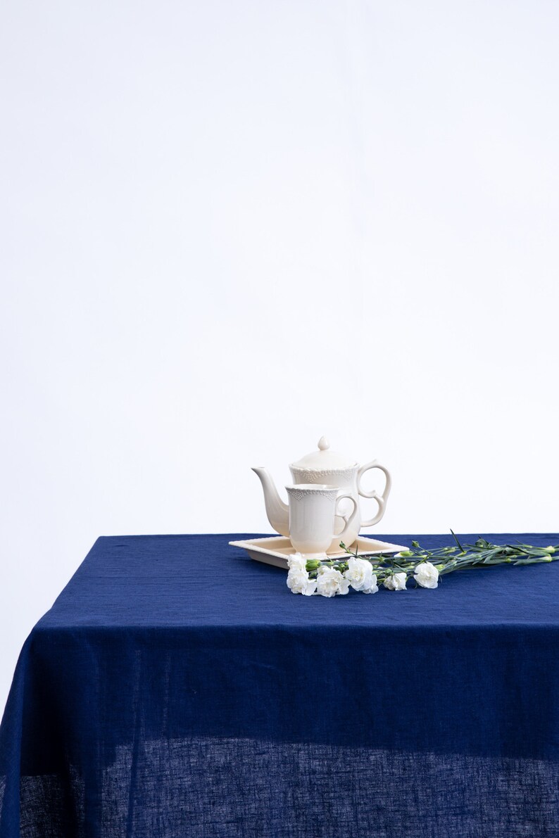 Moss green linen tablecloth, olive green linen table cloth, small tablecloth, square tablecloth, Easter tablecloth, long tablecloth image 4