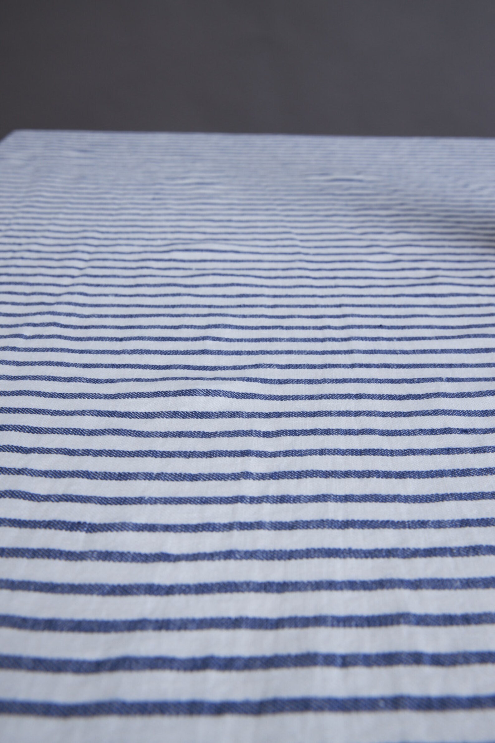 Wide striped linen fabric by the yard washed linen extra Etsy