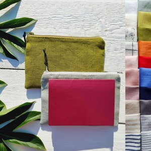 Estuche para pasaporte familiar, funda de lino para pasaporte, billetera de tela para pasaporte, porta pasaporte, organizador de monedero con cremallera, estuche para documentos de viaje