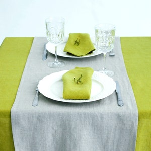 Nappe en lin vert anis, nappe vert pomme, petite nappe, nappe naturelle, nappe carrée, image 3