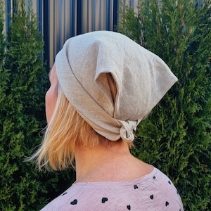 Linen bandana, linen headscarf, triangle head bandana, wide linen headband, summer hair bandana, hair covering
