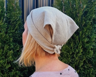 Linen bandana, linen headscarf, triangle head bandana, wide linen headband, summer hair bandana, hair covering
