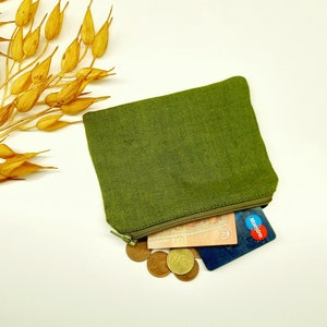 Monedero con cremallera, monedero de lino, neceser de viaje para maquillaje, tarjetero de tela, minimonedero, neceser de viaje para maquillaje.