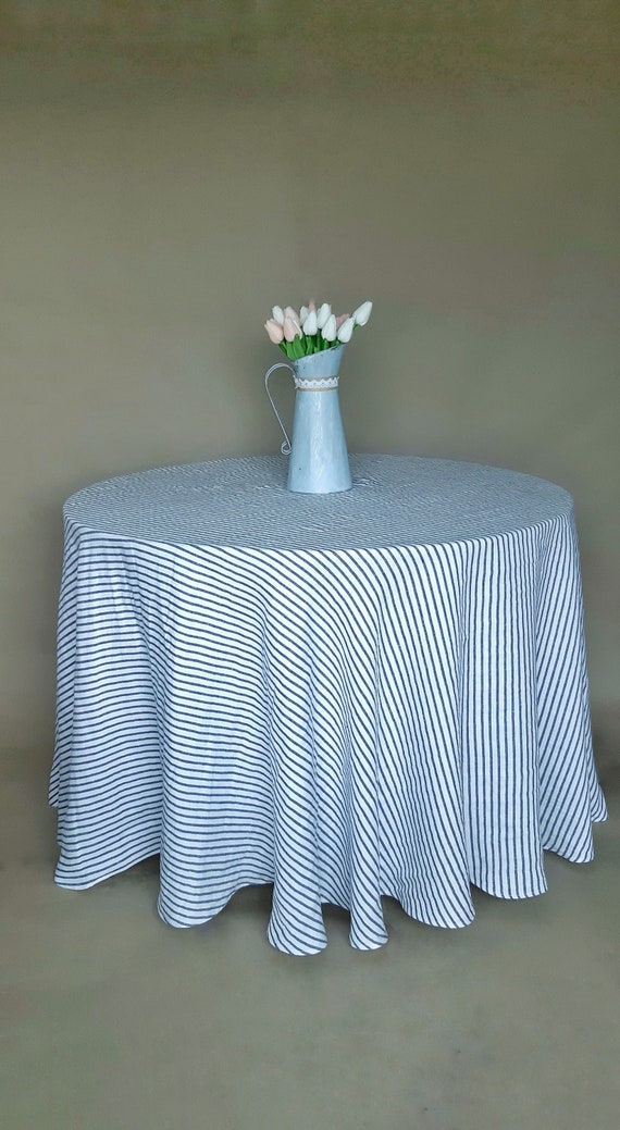 Round Linen Tablecloth 90 Inch Circle Table Cloth French Etsy